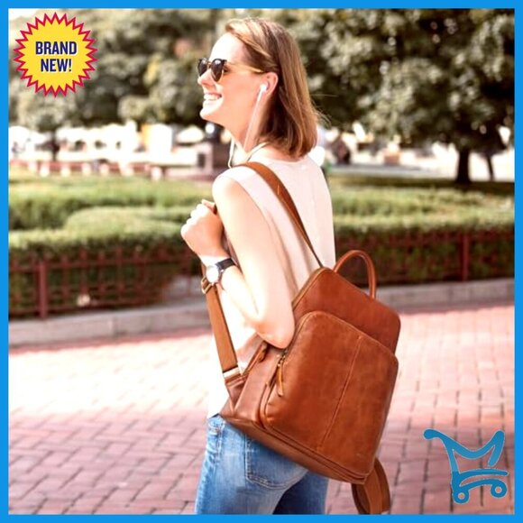 Small Leather Backpack RFID Anti-Theft Travel Bag Fits 13\